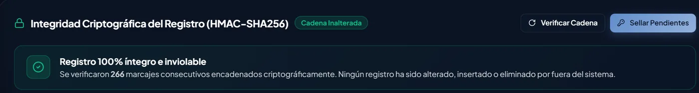 Verificación de integridad del registro